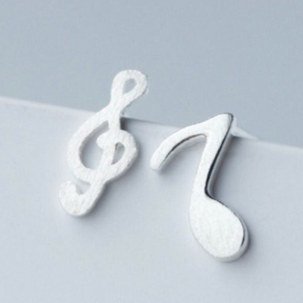 🆕Mini Music Note And Clef 925 Silver Post Earring